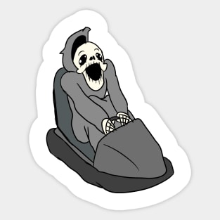 Spoopy Man has fun time on Bumper cars Sticker